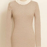 Abercrombie & Fitch  Beige & White Checkered Knit Sweater Dress Size S Photo 0