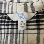 Time & Tru Women's Plaid Long Sleeve Button Up Shirt Top XL Winter White Black Photo 2