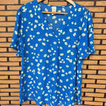 7th Ray  Blue Floral‎ Blouse Size Large Photo 0