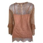 White House | Black Market  Soft Pink Sheer Lace Tie Neck Shell‎ With Tank EUC XS Photo 6