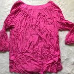 Caribbean Joe Women's Barbie Pink 100% Viscose 3/4 Sleeve Lightweight Blouse L Photo 4