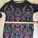 Chico's  Ruched Sleeve Midi Dress Size 2 Large Multi Paisley Floral Stretch Office Photo 12