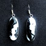 Sterling Silver Old Southwest White Buffalo Turquoise Cabochon Drop Earrings 925 Black Photo 8