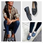 CAbi  Women's Carnaby Floral Velvet Horsebit Blue and Yellow Loafers Photo 1