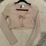 H&M Open Tie Long Sleeve Crop Top Photo 0