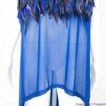 Ashley Stewart NEW Sexy Flirty navy blue feather front short sleeve night gown lingerie lounge Photo 7