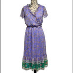 LC Lauren Conrad Lauren Conrad Floral Wrap Midi Dress XS Flutter Sleeve Cottagecore Boho Preppy Photo 1