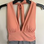 Cupshe Women’s‎  Peach Black White Stripe One-piece Swimsuit Size Large NEW Photo 1