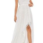 Mac Duggal NWT Embellished High-Low One Shoulder Gown in White Size 10 Photo 0