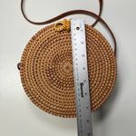 Rattan Round Canteen Crossbody Boho Handbag Purse Brown Photo 5