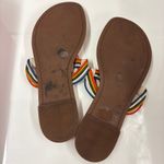 Tory Burch Miller Mignon Sandals Ivory Rainbow Strap Flat Slip On Sandals Size 5 Photo 5