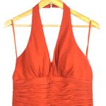 VTG Landa Burnt Orange Halter Chiffon Shirred Cocktail Dress Plus 18 Party Photo 2