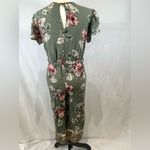 Blue Rain  olive green floral boho cropped jumpsuit with pockets size medium Photo 3