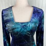 Fashion Bug Vintage 90s Y2K Crushed Velvet Square Neck Top Size Small Blue Green Photo 3