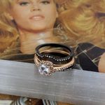 1.75 Ct Halo Round Cut Cz Black Stainless Steel Wedding Ring Size 8 Gold Photo 4