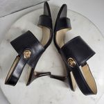 Coach Marla Slingback Heels Womens 7 Black Leather Turn Lock Open Toe Sandals Photo 10