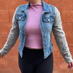 Love Tree Denim Blue Denim Jacket With Heather Gray Sleeves Photo 1