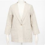 Kensington Square Blazer One Button Pockets Neutral Coastal Beach Jacket‎ Large White Photo 0