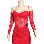 Nookie Lene Lace Maxi Dress W/ Gloves, Red, Small Photo 14