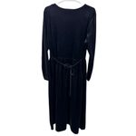 Avon Style Black velvet velour long sleeve gold button Maxi Dress vintage L Size L Photo 1
