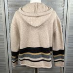 Moda  INT'L Vintage 90's Hooded Wool Sweater Tan w Stripes-Large Photo 1