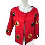 NEW $140 Adore Red Faux Vegan Suede Grommet Open Front Long Sleeve Coat Jacket M Size M Photo 0