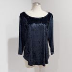 Dress Barn Women's Black Scoop Neck 3/4 Sleeve Stretch Velvet Blouse Size XL Photo 2