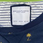 Denim & Flower  Navy Blue Tee Pineapple Print Size Medium Photo 3