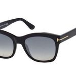 Tom Ford SUNGLASSES FT0614 01C Shiny Black / Gradient Smoke Silver Flash Photo 0