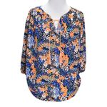 Takara  Floral Peasant Tie Tassel Blouse Small Photo 0