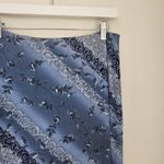 American Vintage Vintage 90s Blue Floral Striped Maxi Skirt Pull On Side Hem Split M Photo 4