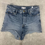Good American Jean Shorts Womens 4 Bombshell Denim Button Fly Distressed Cutoff Photo 0