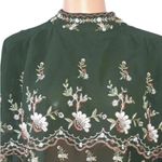 ZARA NWOT  Prairie Cottagecore
Green Floral Embroidered Sheer
Blouse L Photo 7