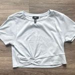 AQUA Cropped Top Baby Blue T-Shirt Cut Out Detail Casual Photo 0