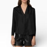 Sandro  Black Silk-twill Pleated Lanna Blouse Noir XS Photo 2
