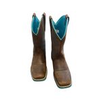 Ariat Women’s Anthem Square Toe Western Boots Java Brown Turquoise 8B w/ Box Photo 1