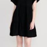 Old Navy Black V-Neck Tie-back Tiered Gauze Muslin Mini Swing Dress Photo 2