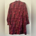 Chico's Vintage 80's Blazer Silk Duster Fashion Trench Red Metallic Print Size 2 Photo 11