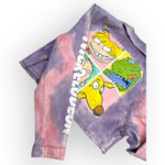Members Only Purple Pink Tie-Dye Rugrats Graphic Frayed Cropped Denim Jacket XL Photo 5