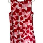 Joy Joy Red Geo Print Ruffle Neck Sleeveless Shift Dress Size M NWT Photo 0