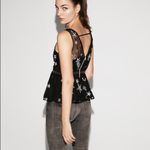 EXPRESS NWOT  Black Silver Embroidered Shooting Star Cami Top New Photo 1