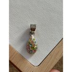 925 marked Silver Teardrop Pendant With Multicolored CZ Gemstones Photo 10