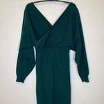 Mango Basics Green Nessa Mini Surplice Sweater Dress Stretchy EUC Sz Small Photo 0