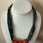 CARNELIAN HORN AND CORAL CHOKER‎ ORANGE GREEN ETHNIC TRIBAL RARE Photo 1