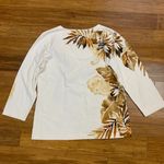 Chico's Botanical Print Top Womens Medium Ivory Paisley Detail 3/4 Sleeve Casual Photo 3