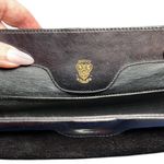 Gucci  Vintage Clutch Gold Tone Clip Closure Black Suede leather COA Photo 3