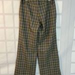 Victoria's Secret Body by Victoria the Marisa fit wide leg tan lime green plaid pants size 6 Photo 3