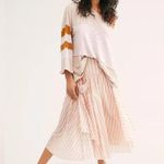 Free People Rare  One Elisa striped midi flowy boho cotton skirt XS in chalk Photo 0