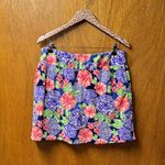 Ibkul Larisa Pull On Printed Skort Skirt Floral Navy Multi Red Purple Large L Photo 11