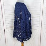 Adore Open Eyelet Lace Topper Cardigan Jacket Navy Blue Medium Photo 2